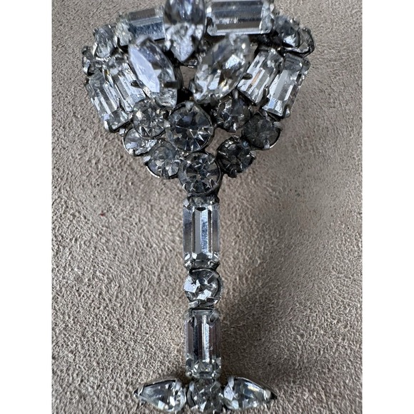 Vtg Unsigned Weiss Rhinestone Cocktail Glass & Shaker Brooch Pin Set Estate - Picture 10 of 16